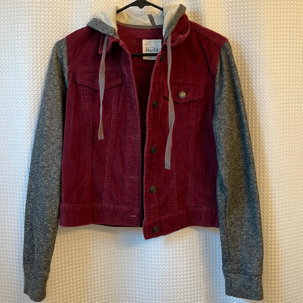 Mudd Burgundy Corduroy Jacket w/hoodie